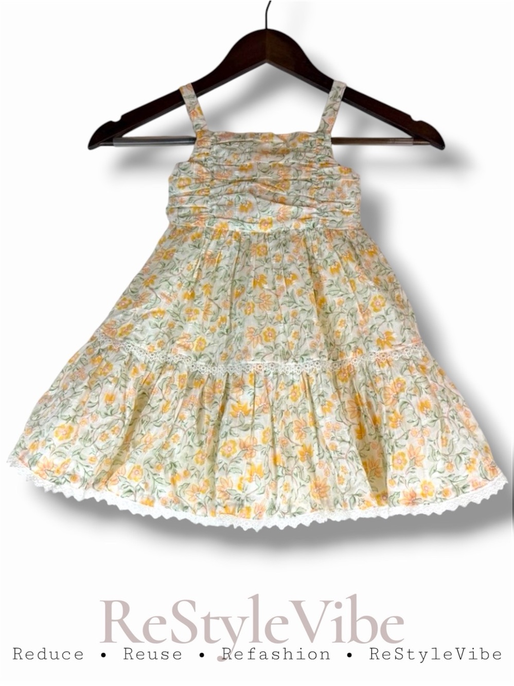 HAUTE HIPPIE Youth Toddler Girl Size 2T Dress Floral Sundress Ruffles Lace